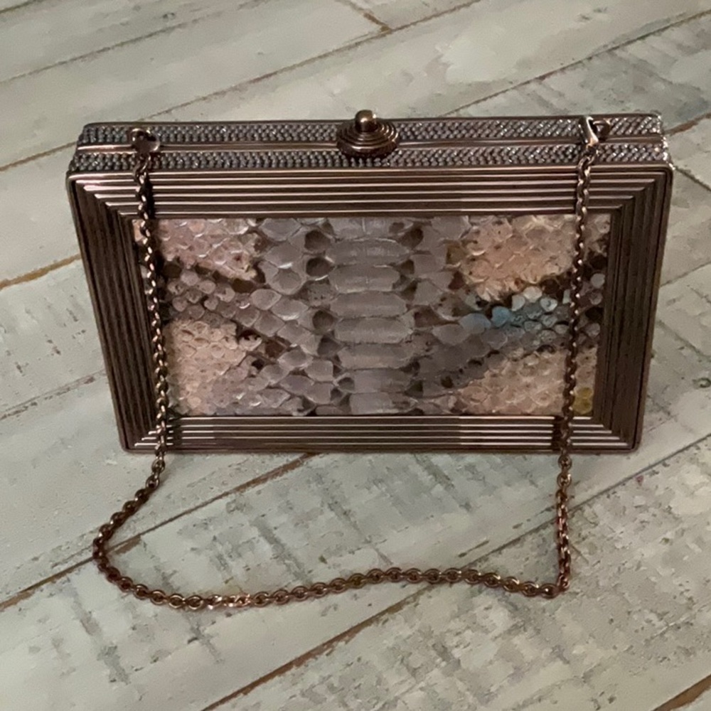 Judith Leiber Stunning Python and Metallic Leather Clutch/Handbag